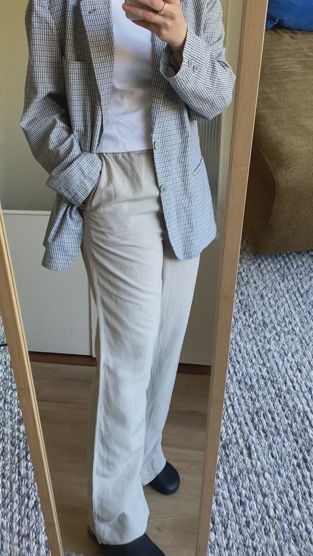 Katoen blazer met ruitjes - maat L/XL