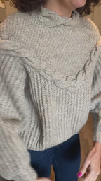 Beige handgebreide trui - maat L