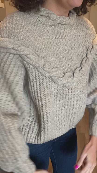 Beige handgebreide trui - maat L/XL
