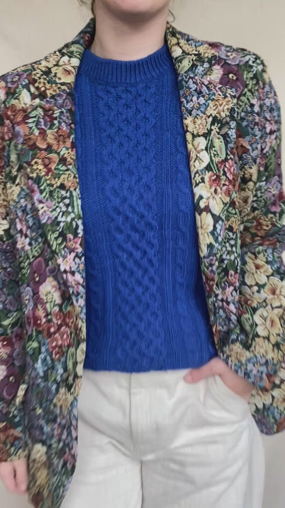 Geweven bloemen blazer - maat M/L