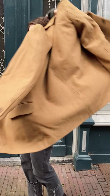 Camel bruine lana wollen blazer - maat L/XL