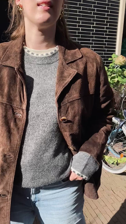Bruin suede jacket - maat L