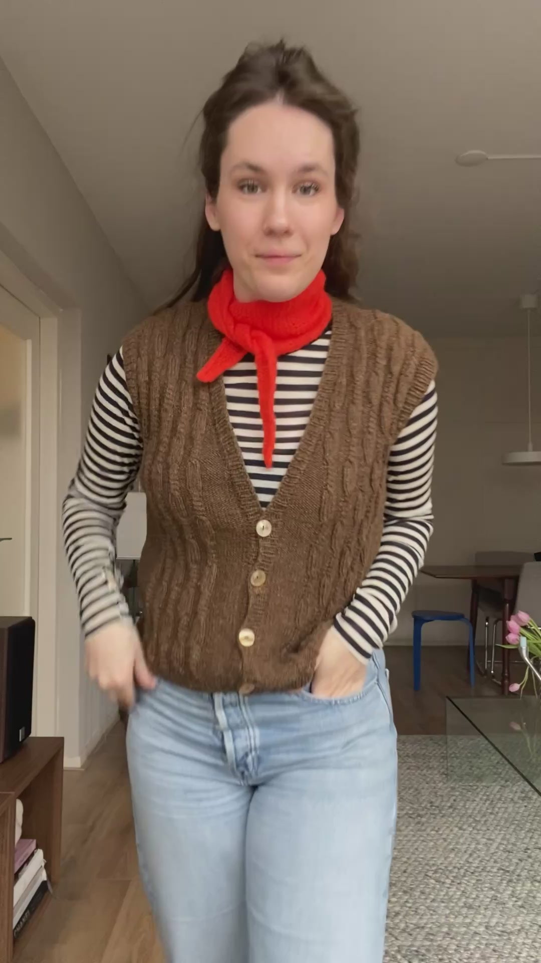 Bruin wollen gilet - maat S/M