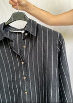 Zwart gestreepte linnen blouse - S/M