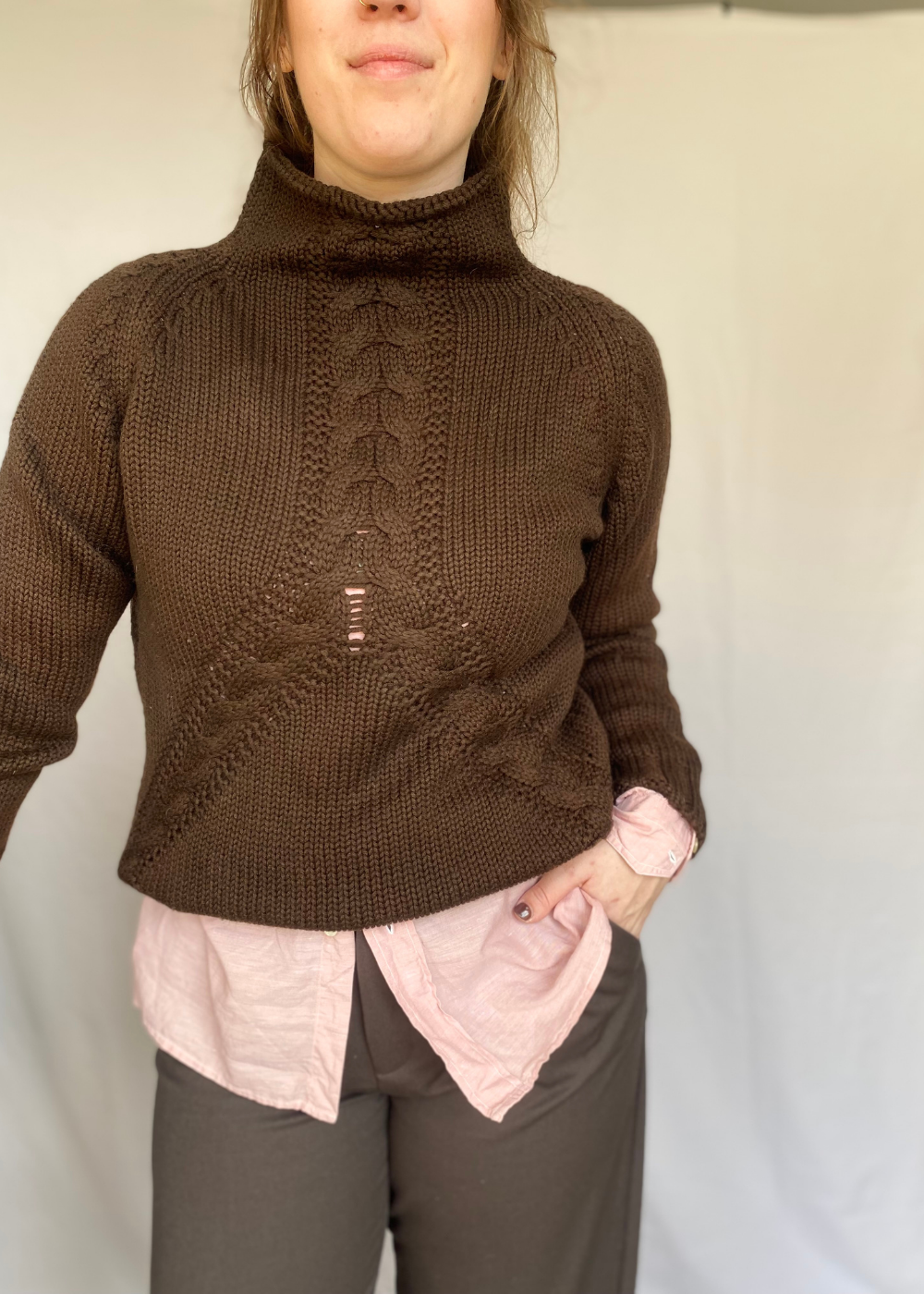 Bruine merino trui - s/m/l