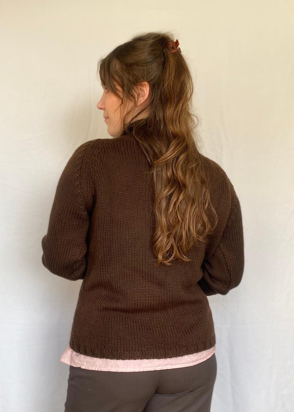 Bruine merino trui - s/m/l