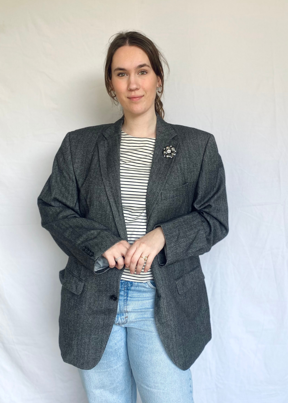 Zwart/grijze blazer - l/xl