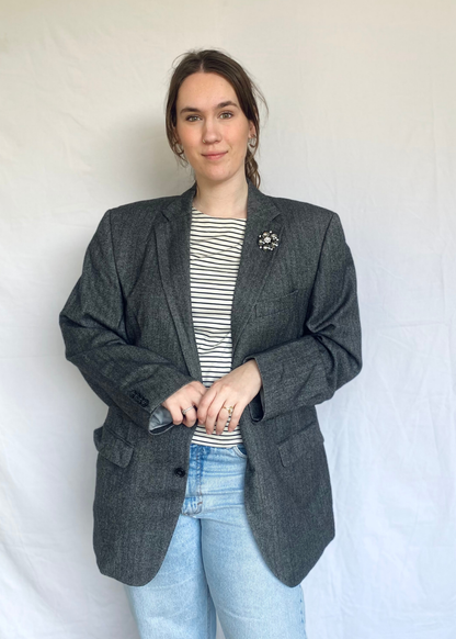 Zwart/grijze blazer - l/xl