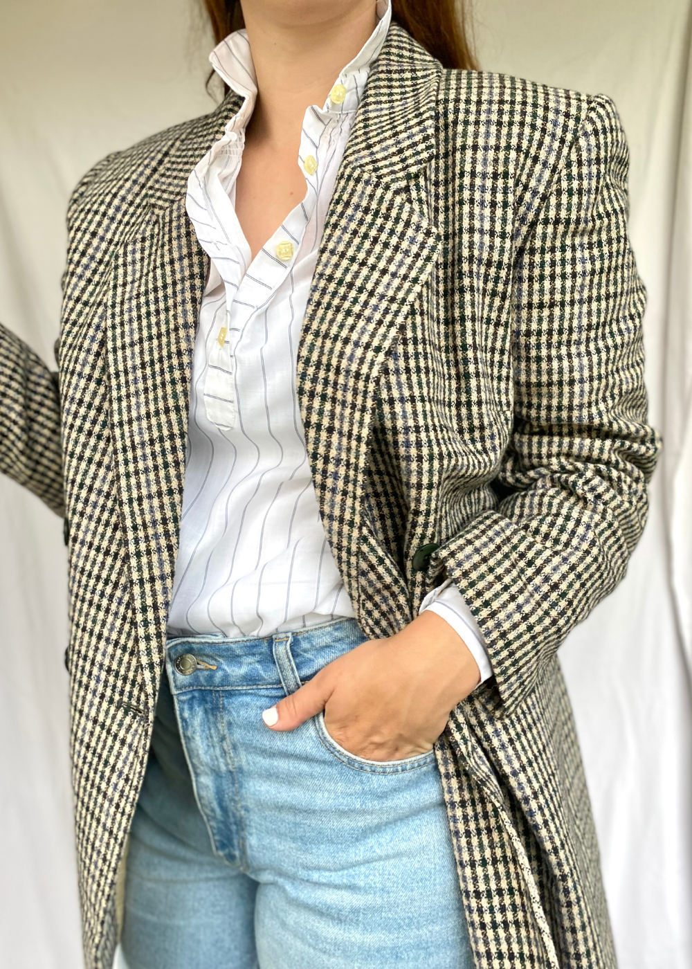 Witte dames blouse met krijtstreep - maat L/XL