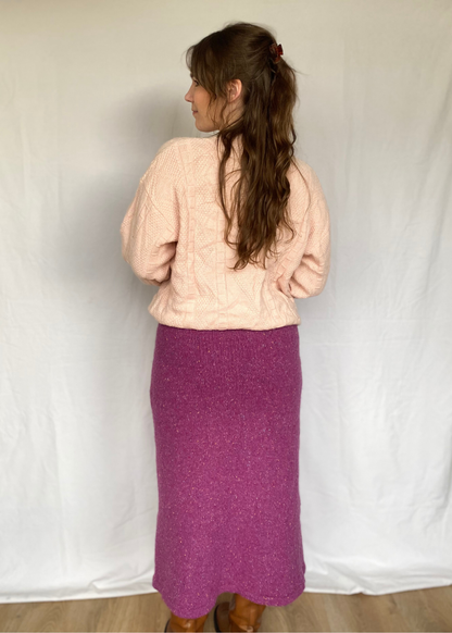 Gebreide paarse rok - l/xl