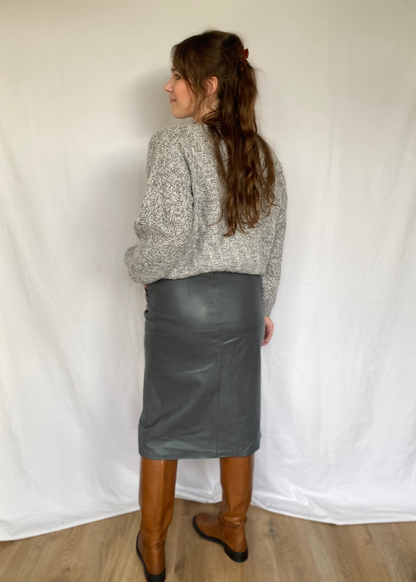 Grijs leren rok - l