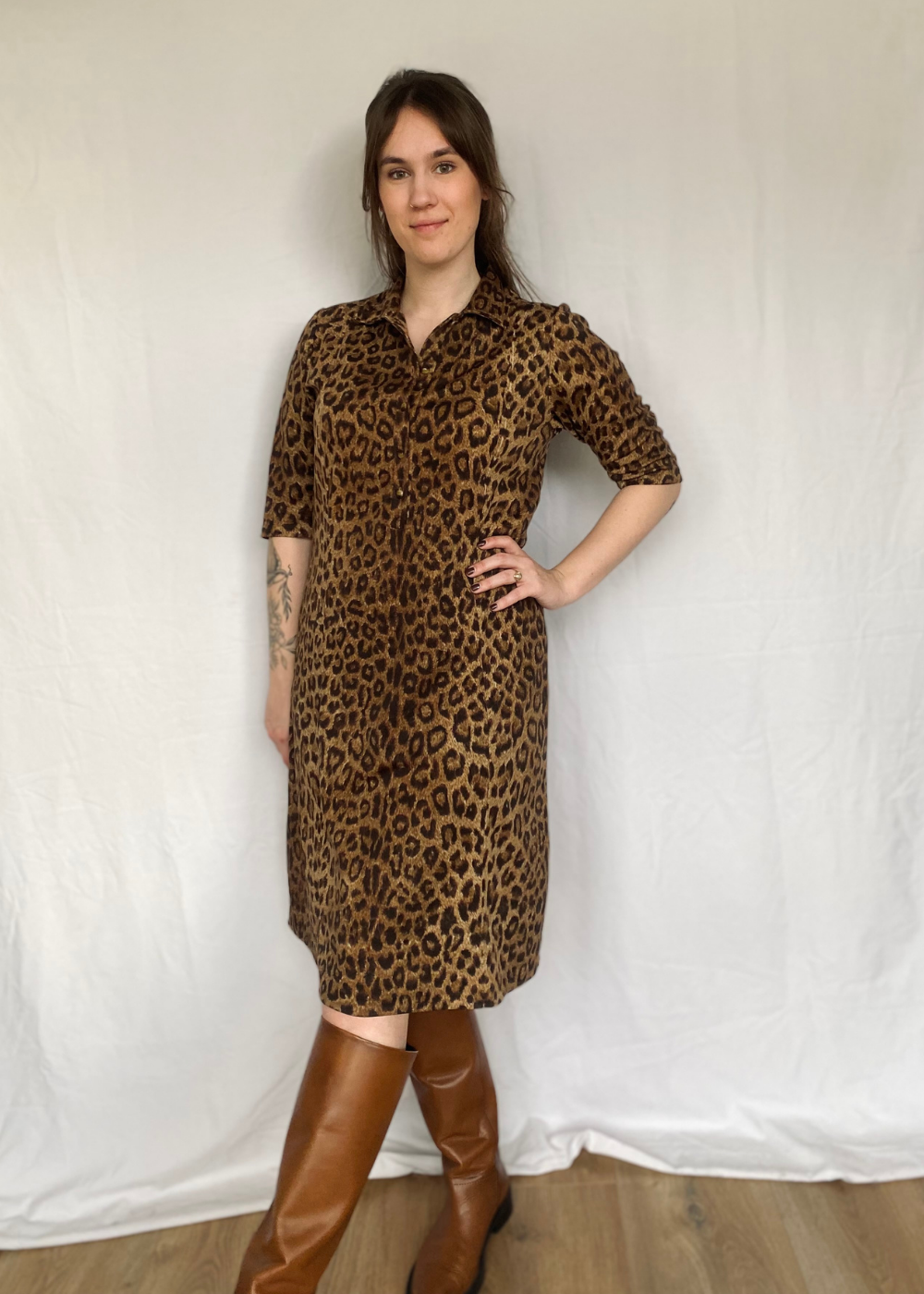 Panterprint jurk - m/l