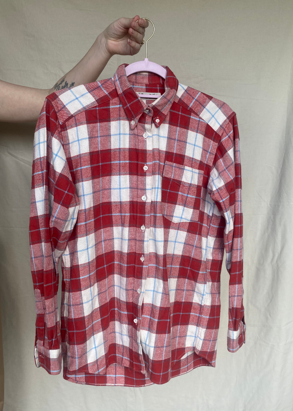 Rood katoenen geruiten blouse - maat S/M