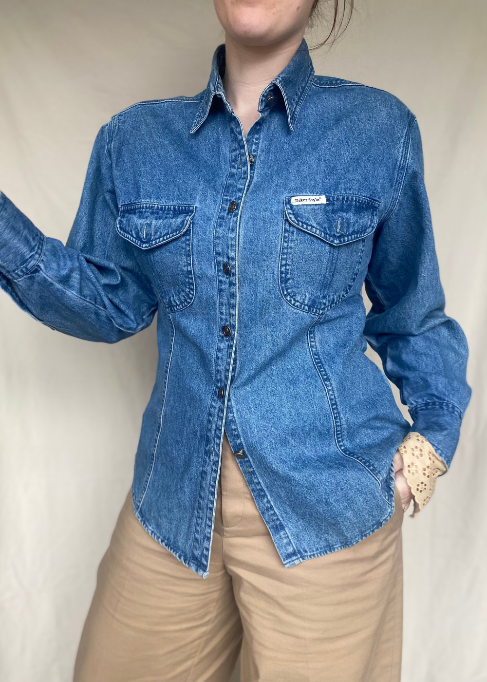 Remade denim blouse - maat M/L