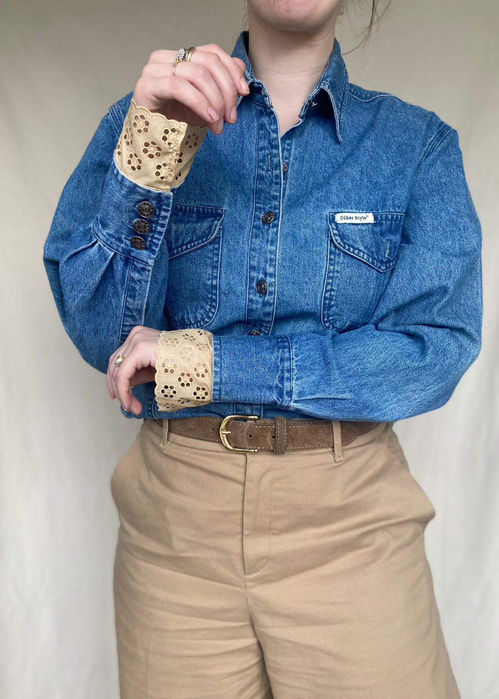 Remade denim blouse - maat M/L