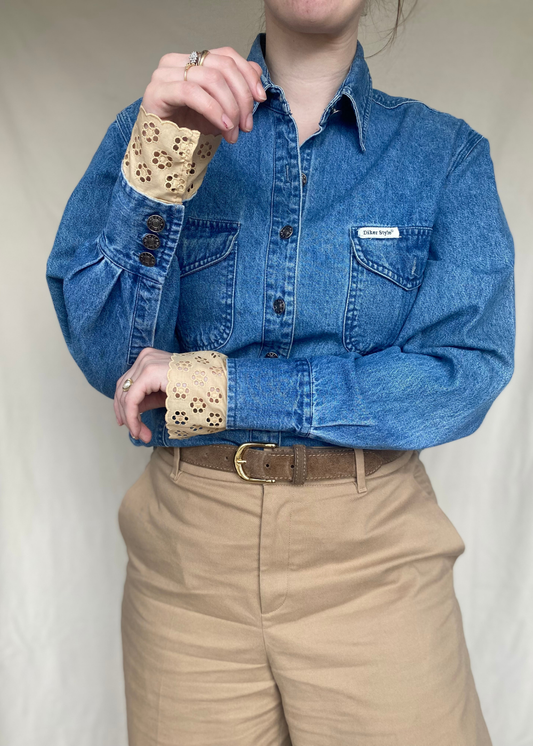 Remade denim blouse - maat M/L