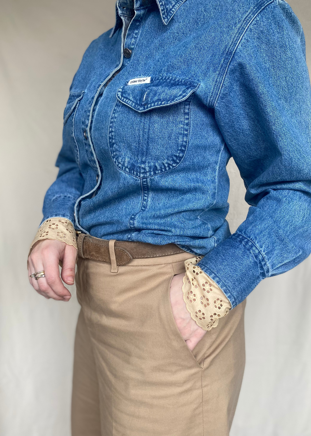 Remade denim blouse - maat M/L