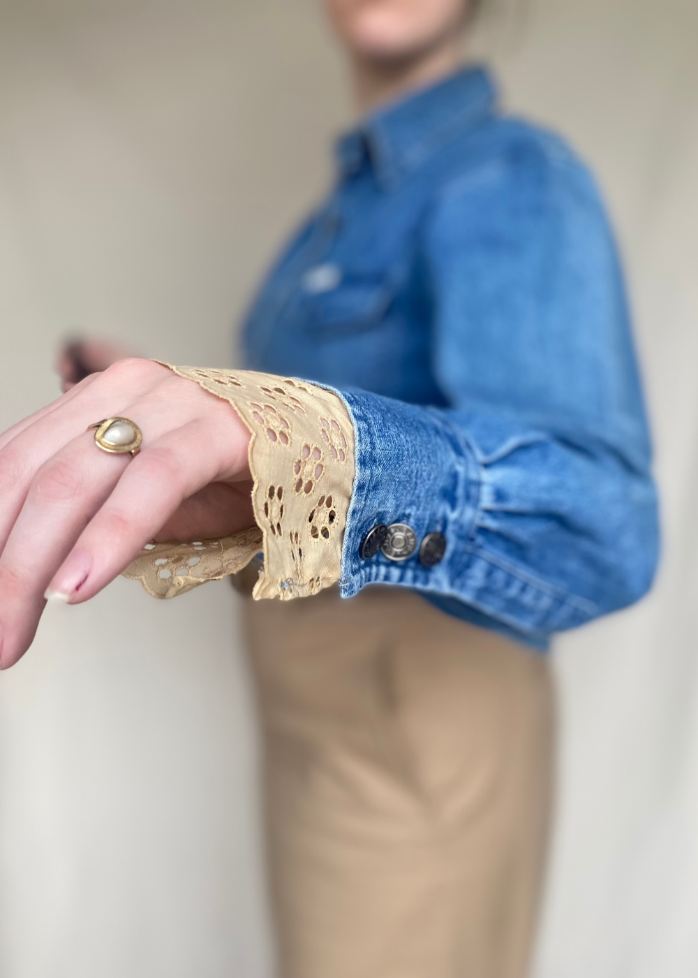 Remade denim blouse - maat M/L