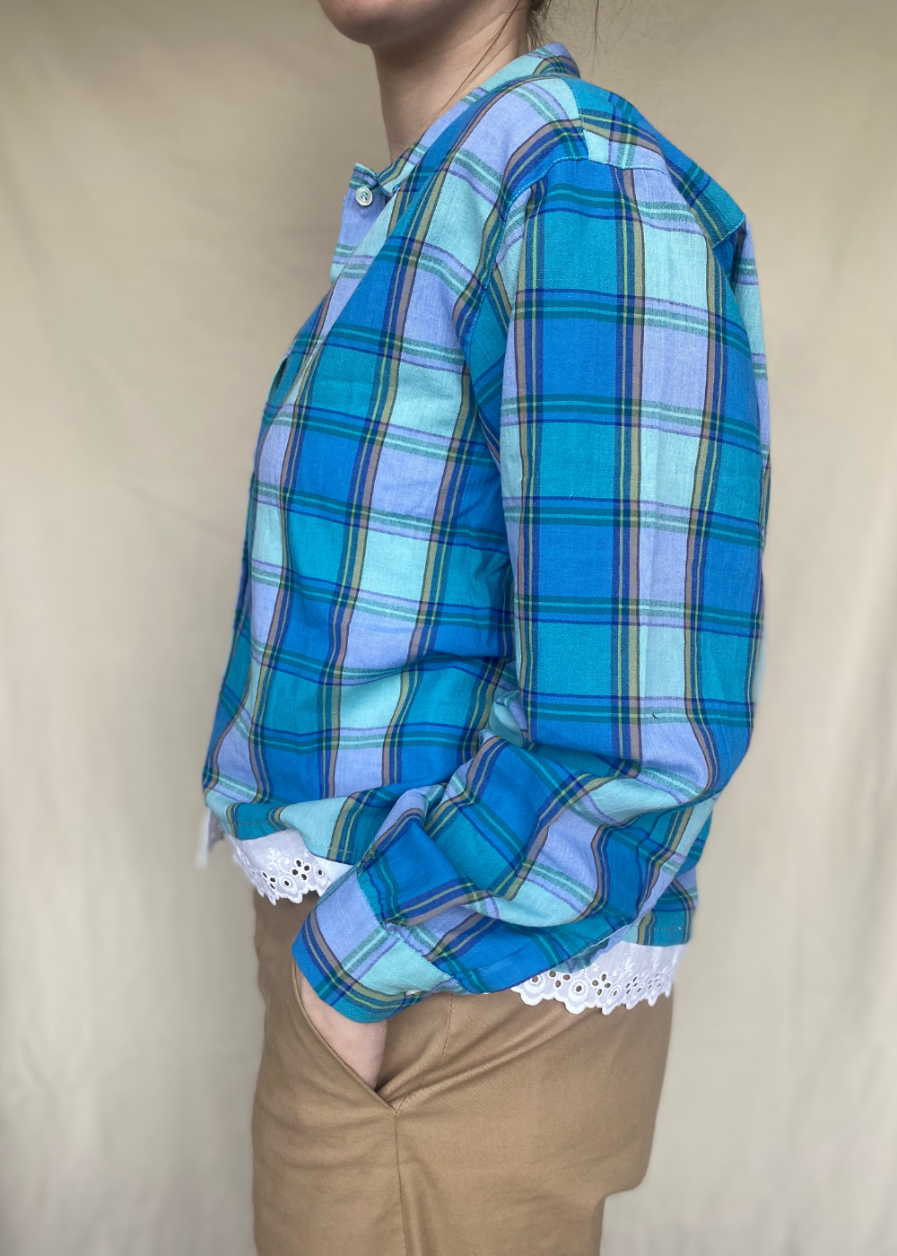 Remade blouse met kant - maat M/L