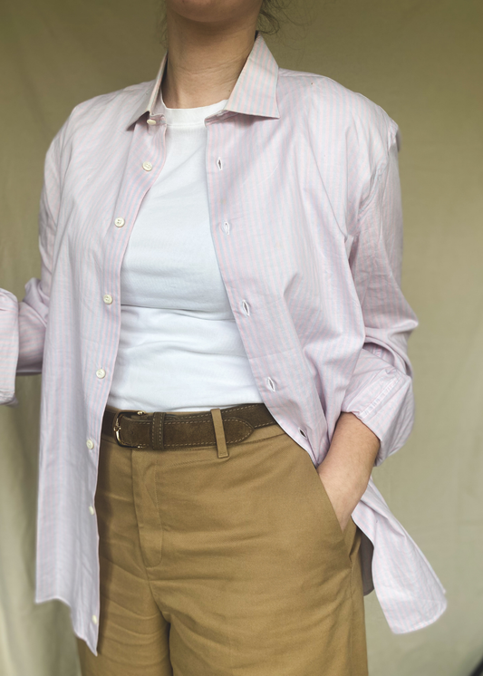 Roze/blauw gestreepte blouse - maat M/L