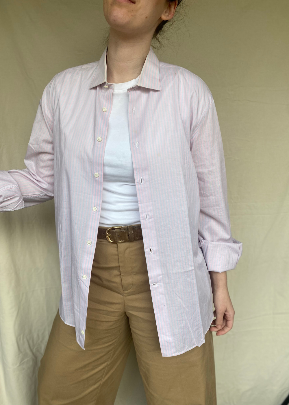 Roze/blauw gestreepte blouse - maat M/L