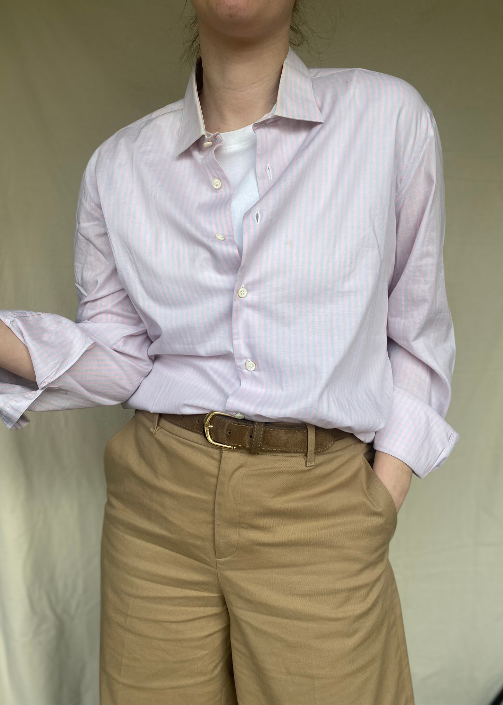 Roze/blauw gestreepte blouse - maat M/L