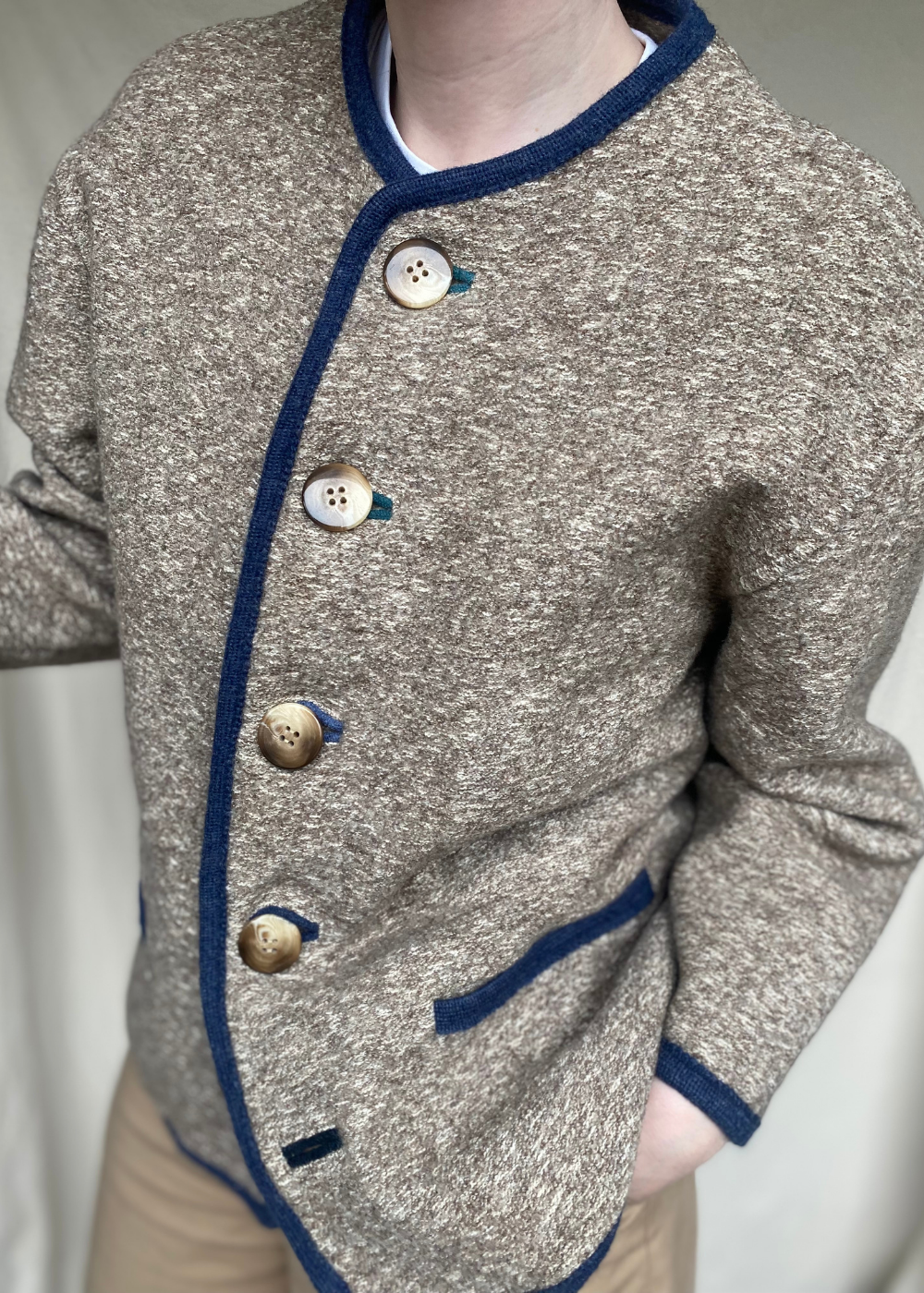 Beige lana wollen vest/jas