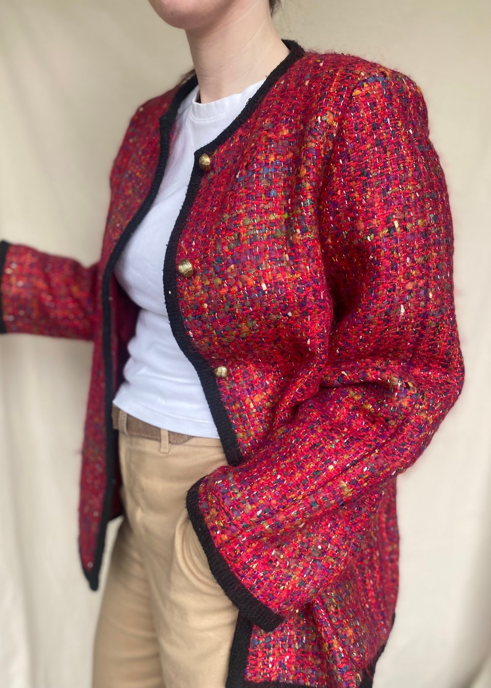 Rood tweed blazer - maat L/XL
