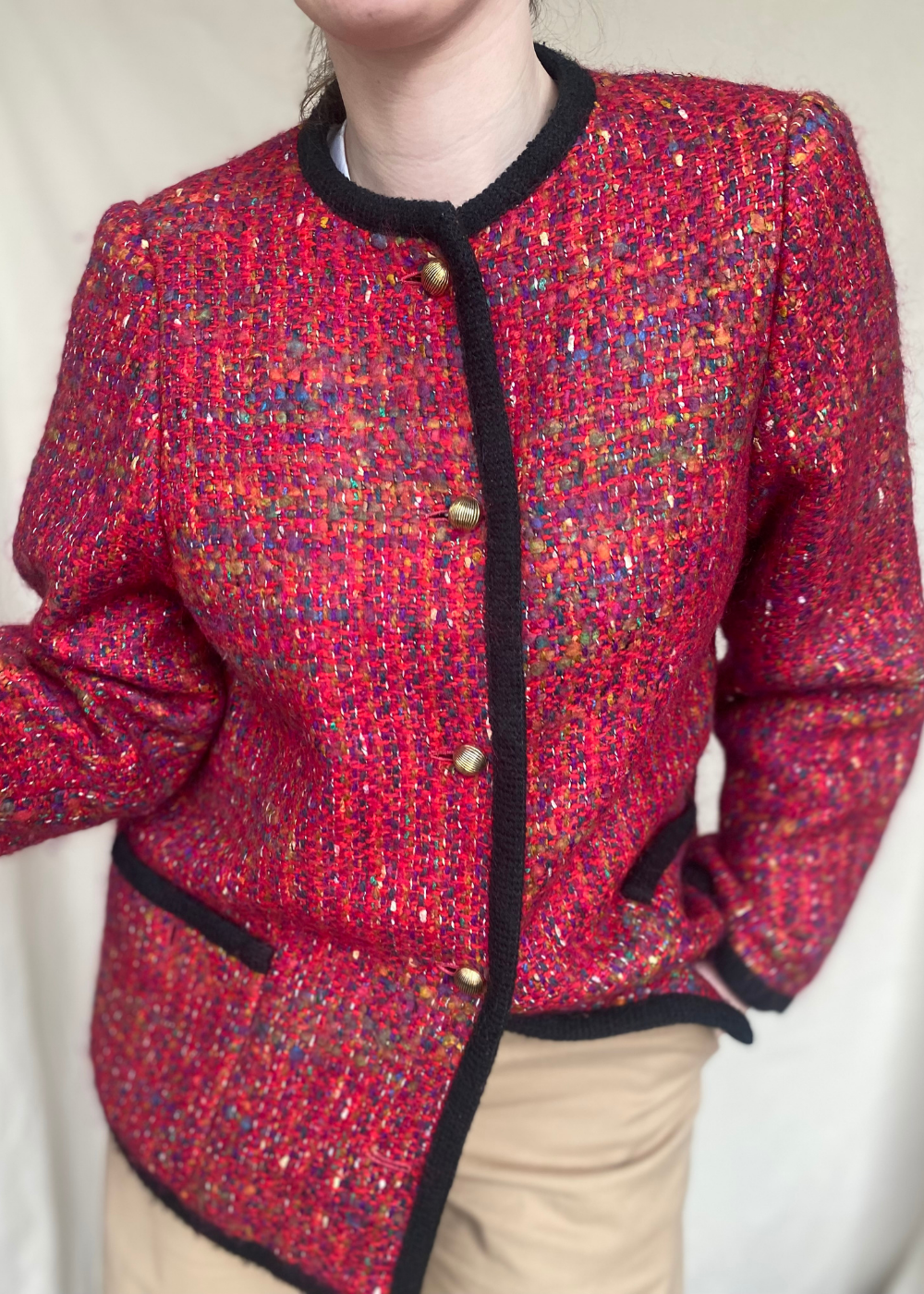 Rood tweed blazer - maat L/XL