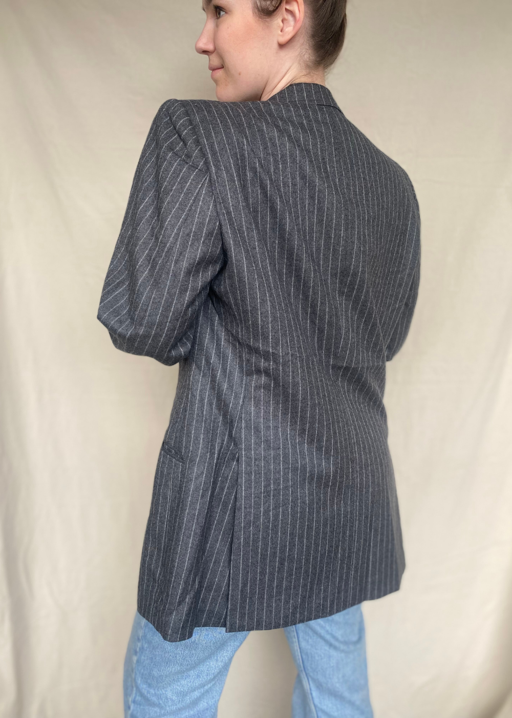 Grijs gestreepte blazer - maat L