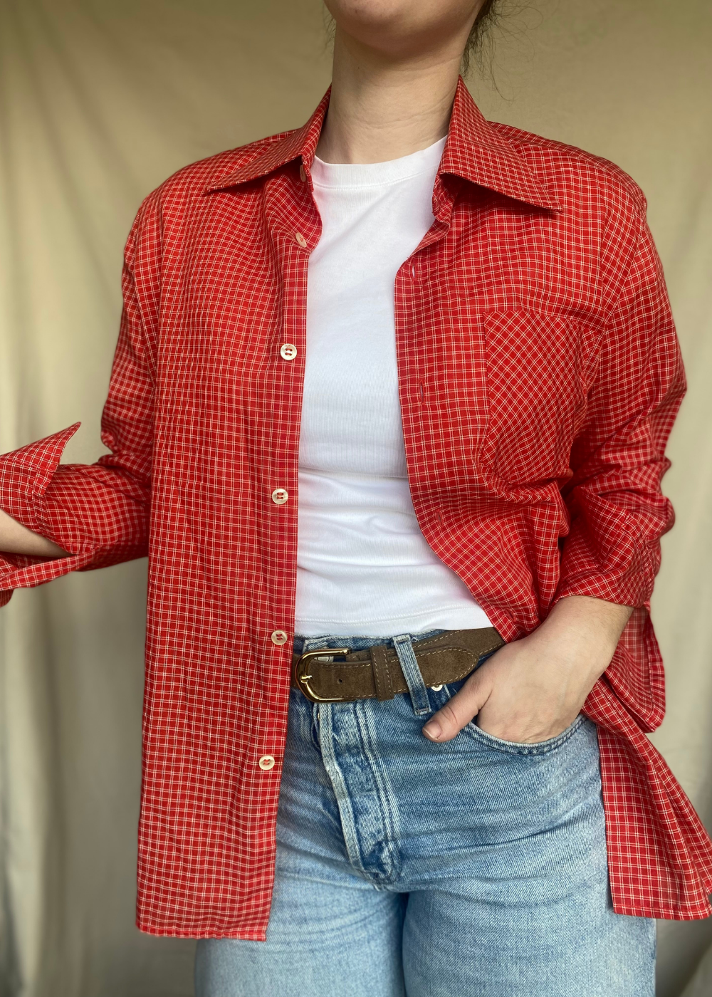 Rood geruiten blouse - maat S/M