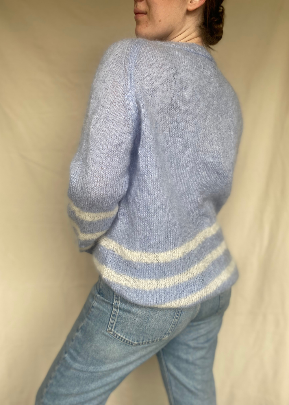 Lichtblauwe mohair trui - maat XL