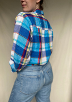 100% linnen blauwe blouse - maat L/XL
