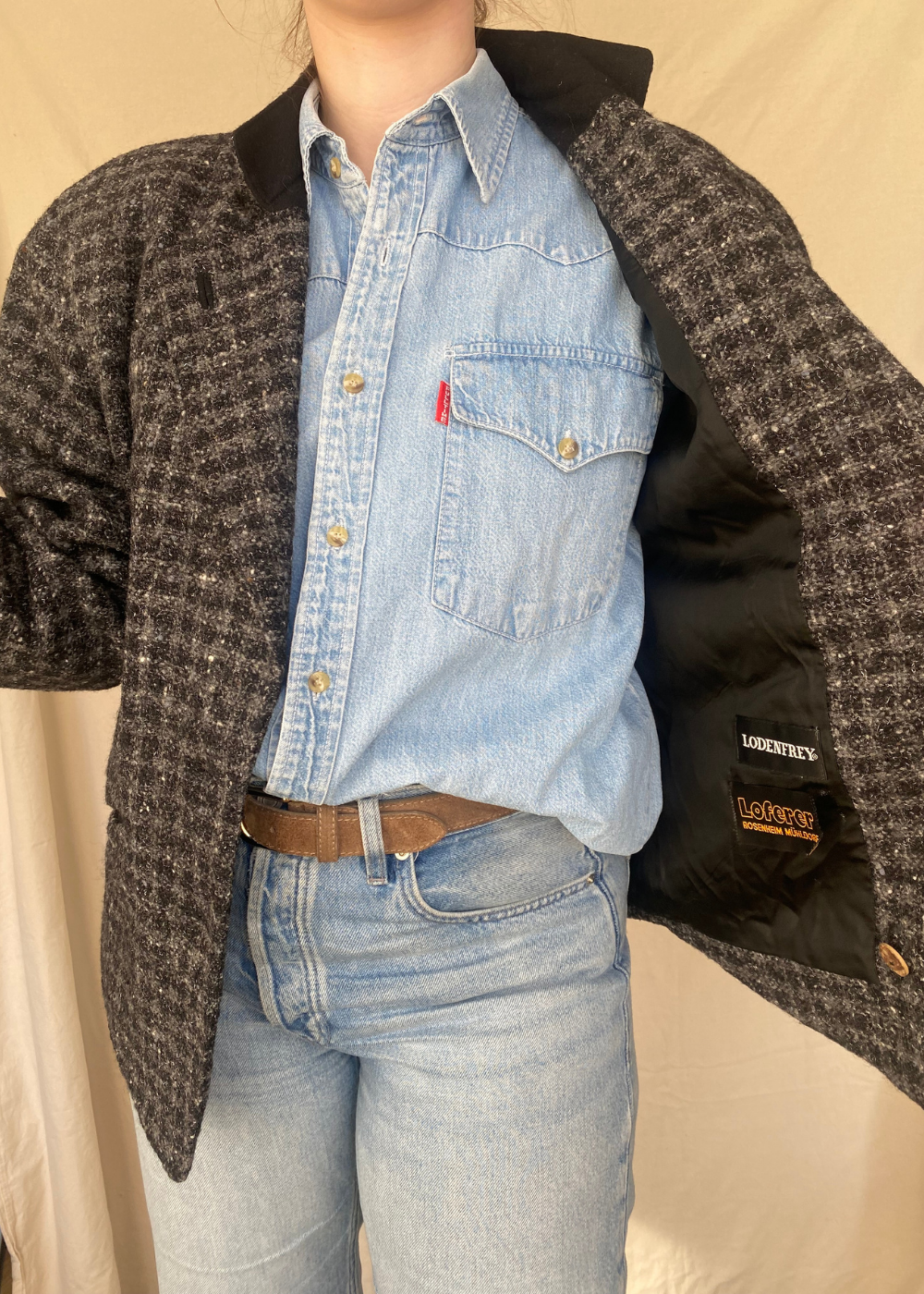 Tweed zwart/grijze blazer - maat XL/XXL