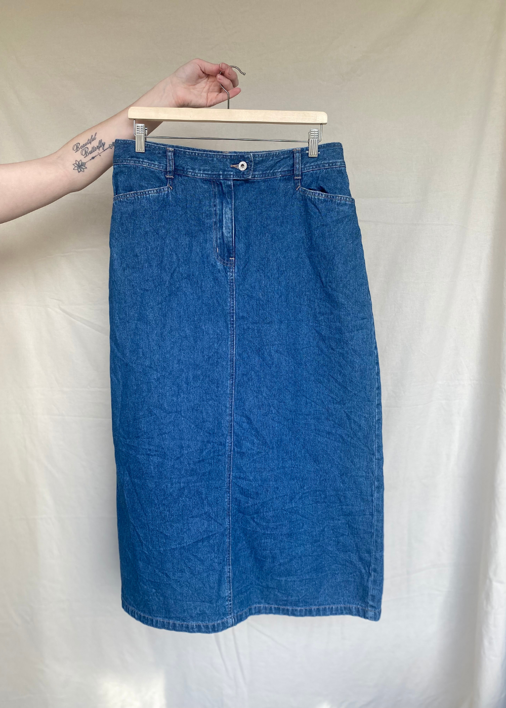 Mid-waisted spijker rok - maat L