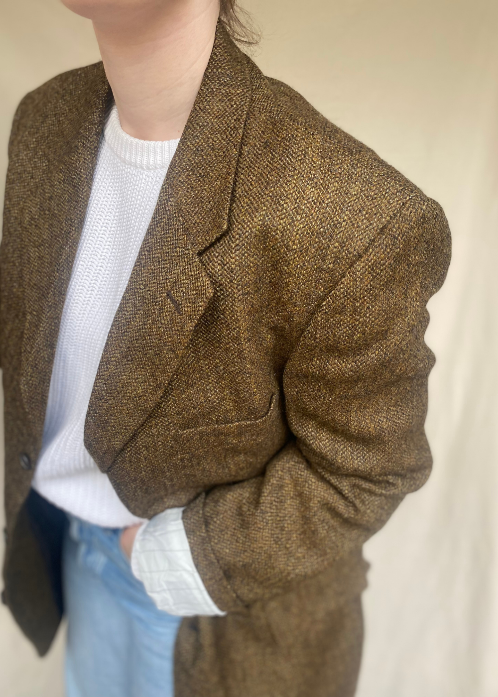 Bruin/groene blazer - maat L/XL