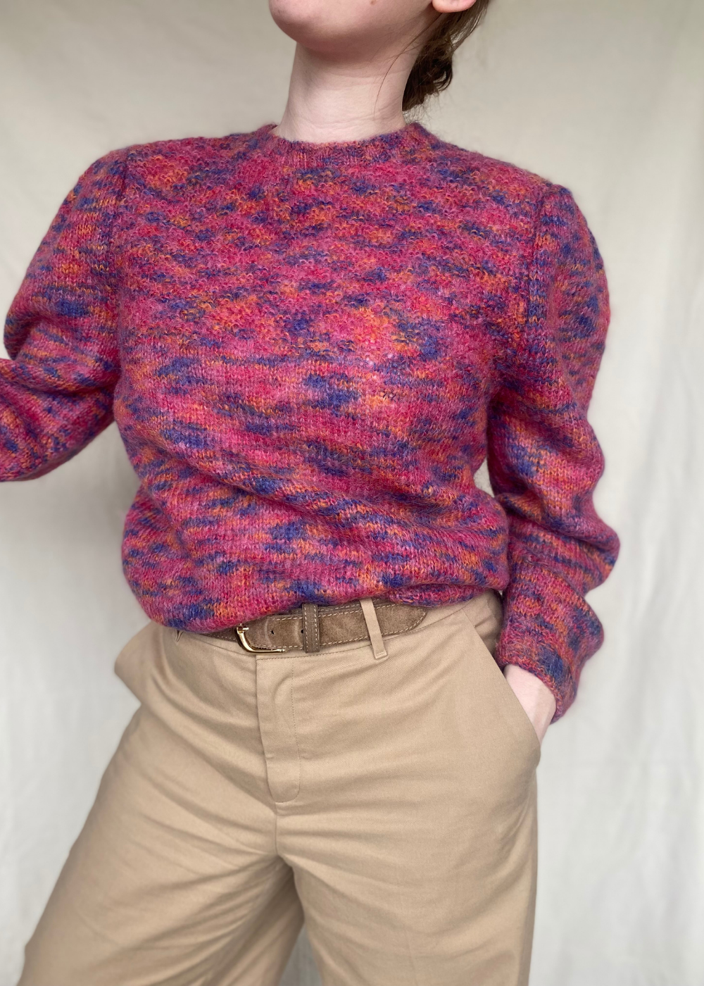 Paars pofmouwen trui - maat M/L