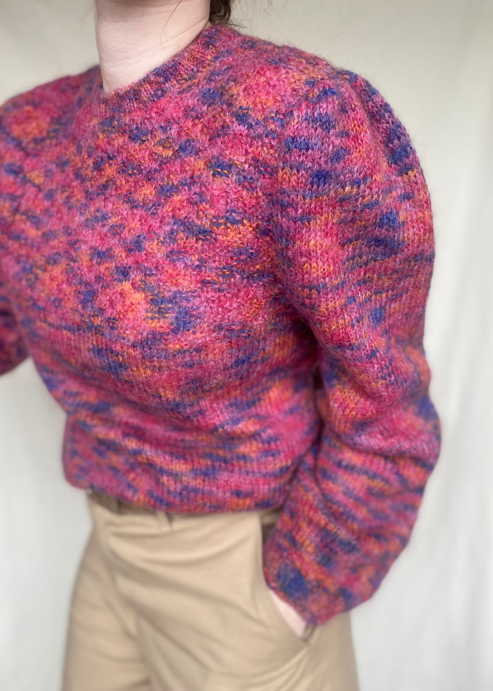 Paars pofmouwen trui - maat M/L