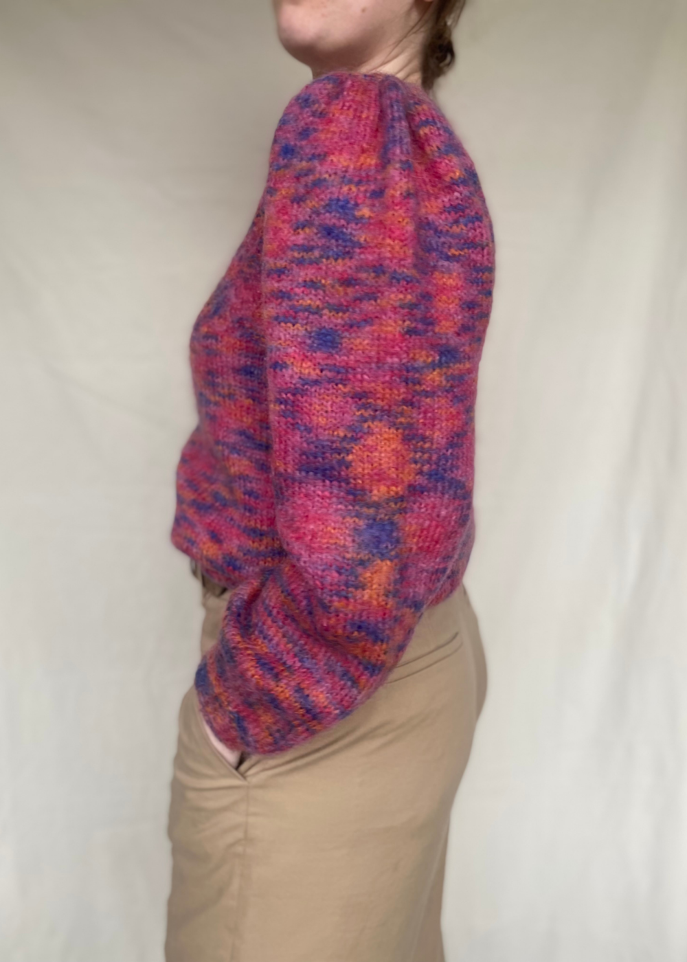 Paars pofmouwen trui - maat M/L