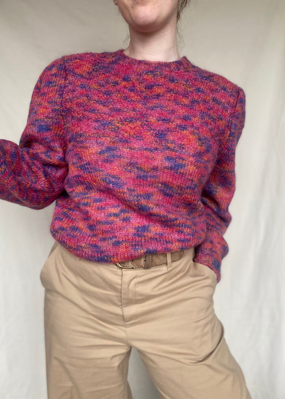 Paars pofmouwen trui - maat M/L