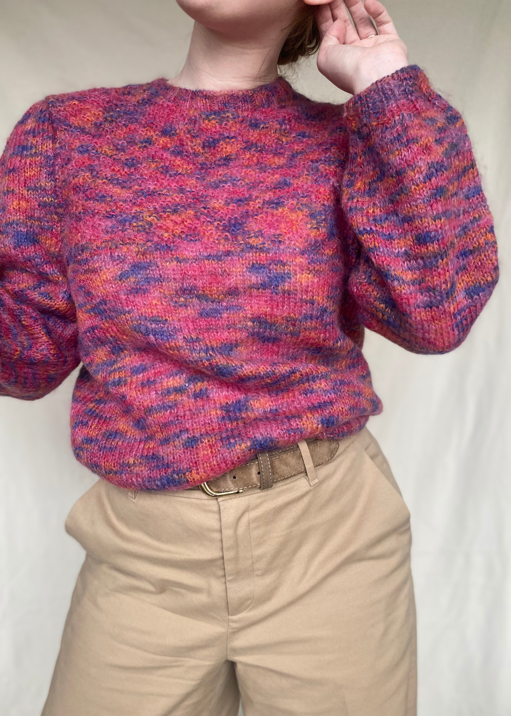 Paars pofmouwen trui - maat M/L