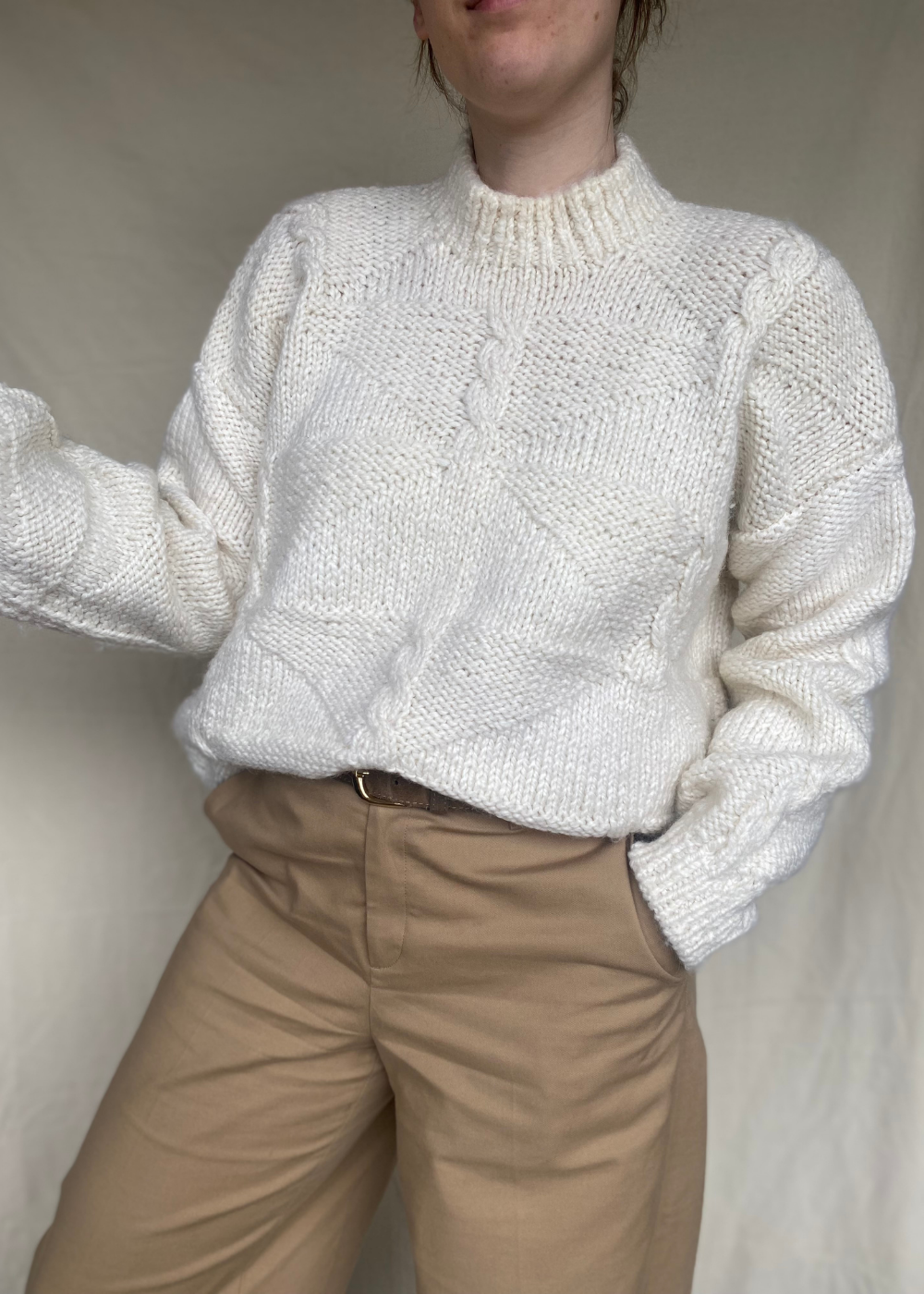 Wit gebreide trui - maat L/XL