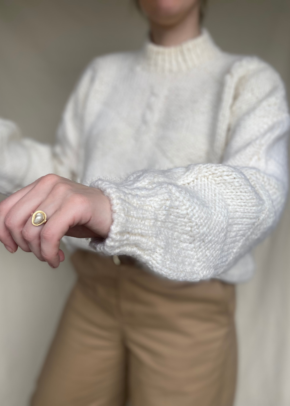 Wit gebreide trui - maat L/XL