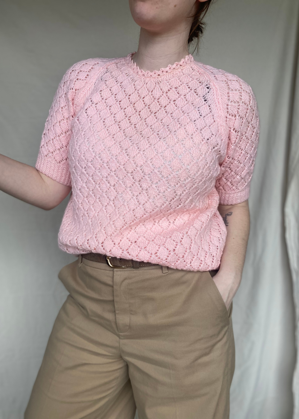 Gebreide roze top - maat S/M