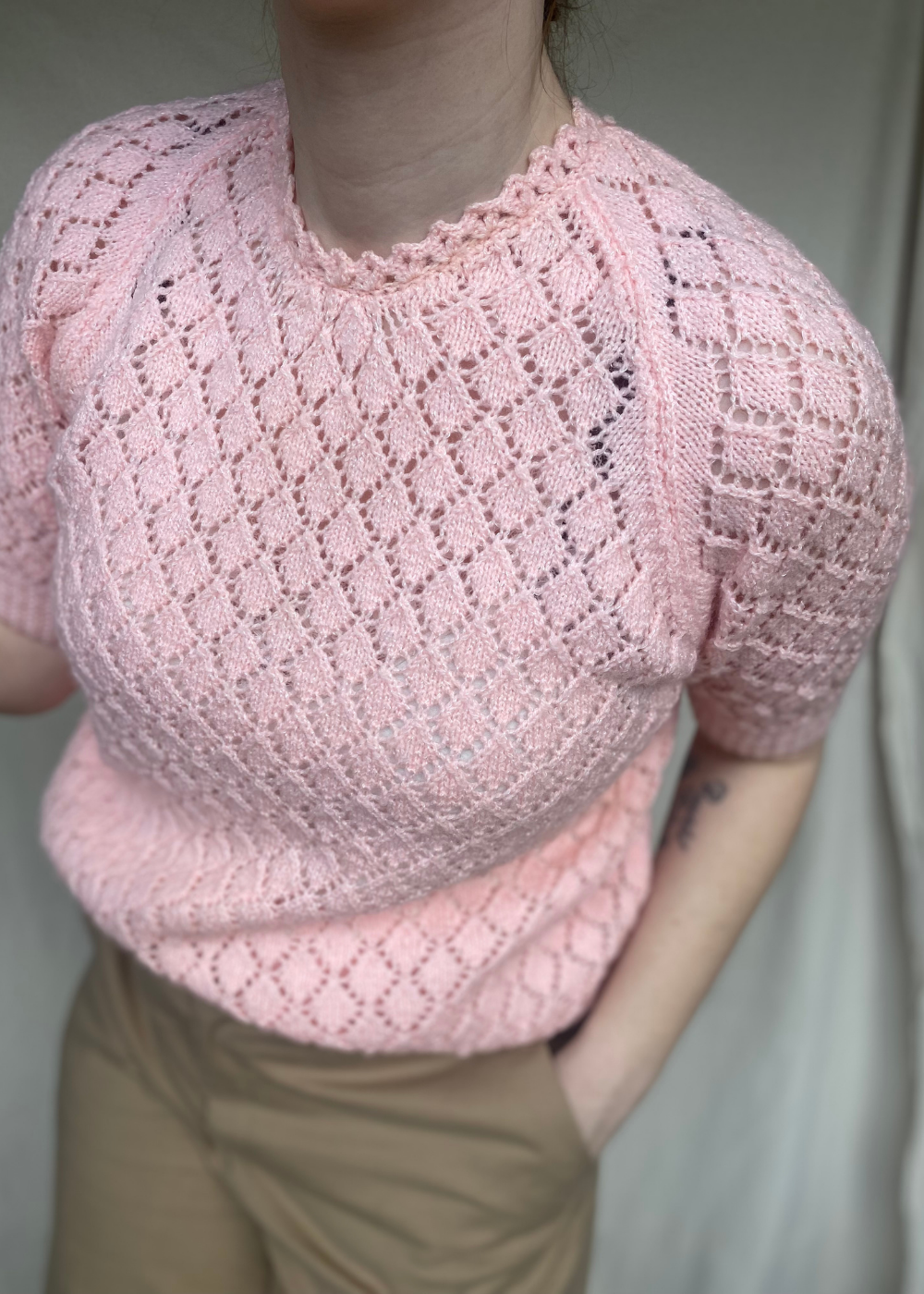 Gebreide roze top - maat S/M