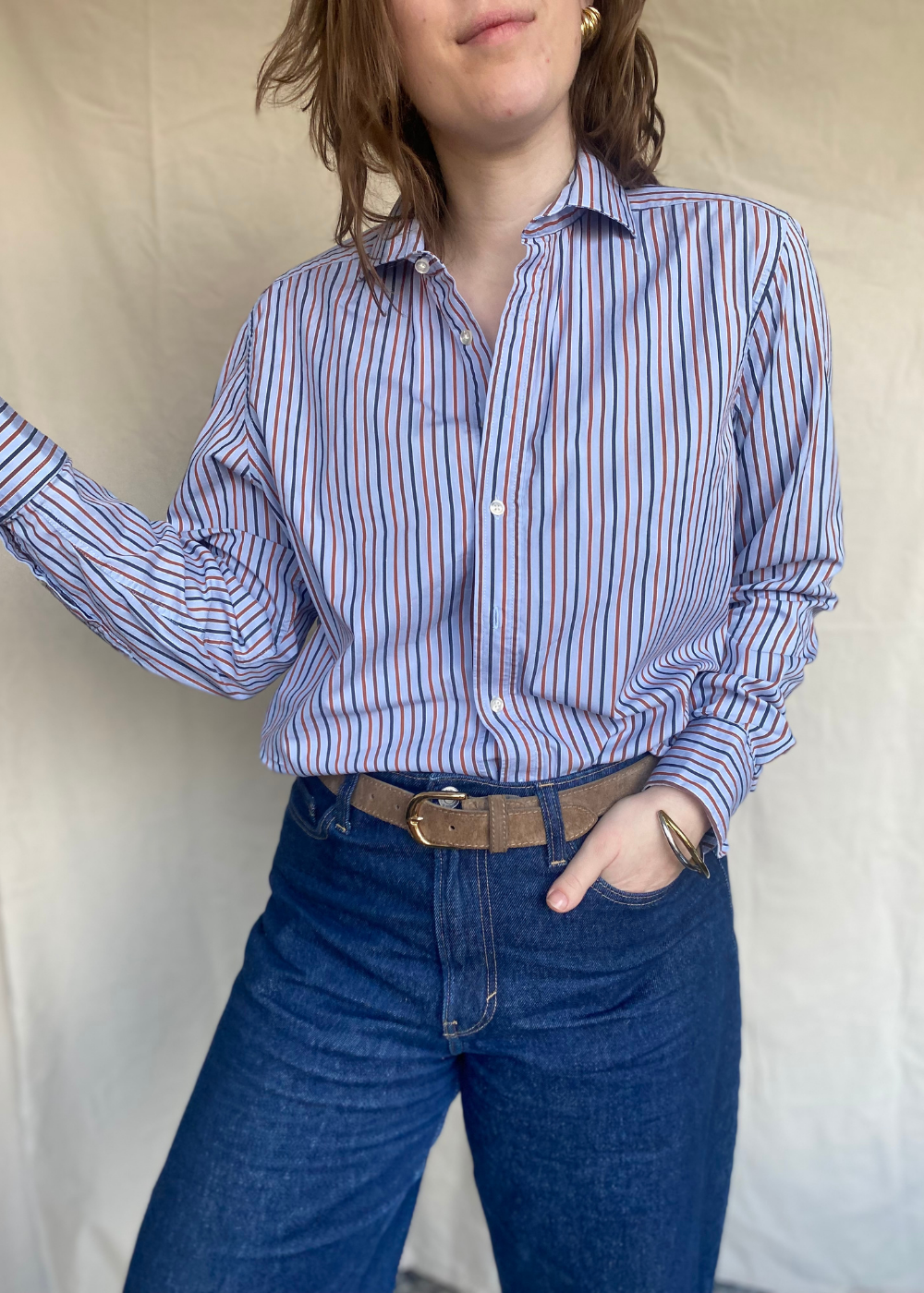 Katoenen streepjes blouse - maat S/M