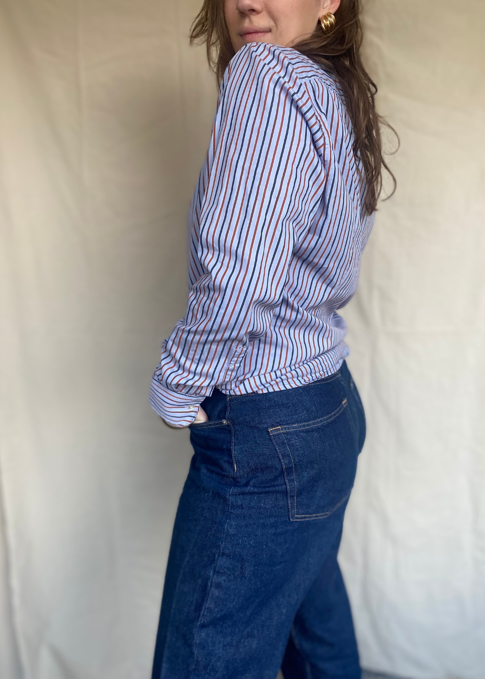 Katoenen streepjes blouse - maat S/M