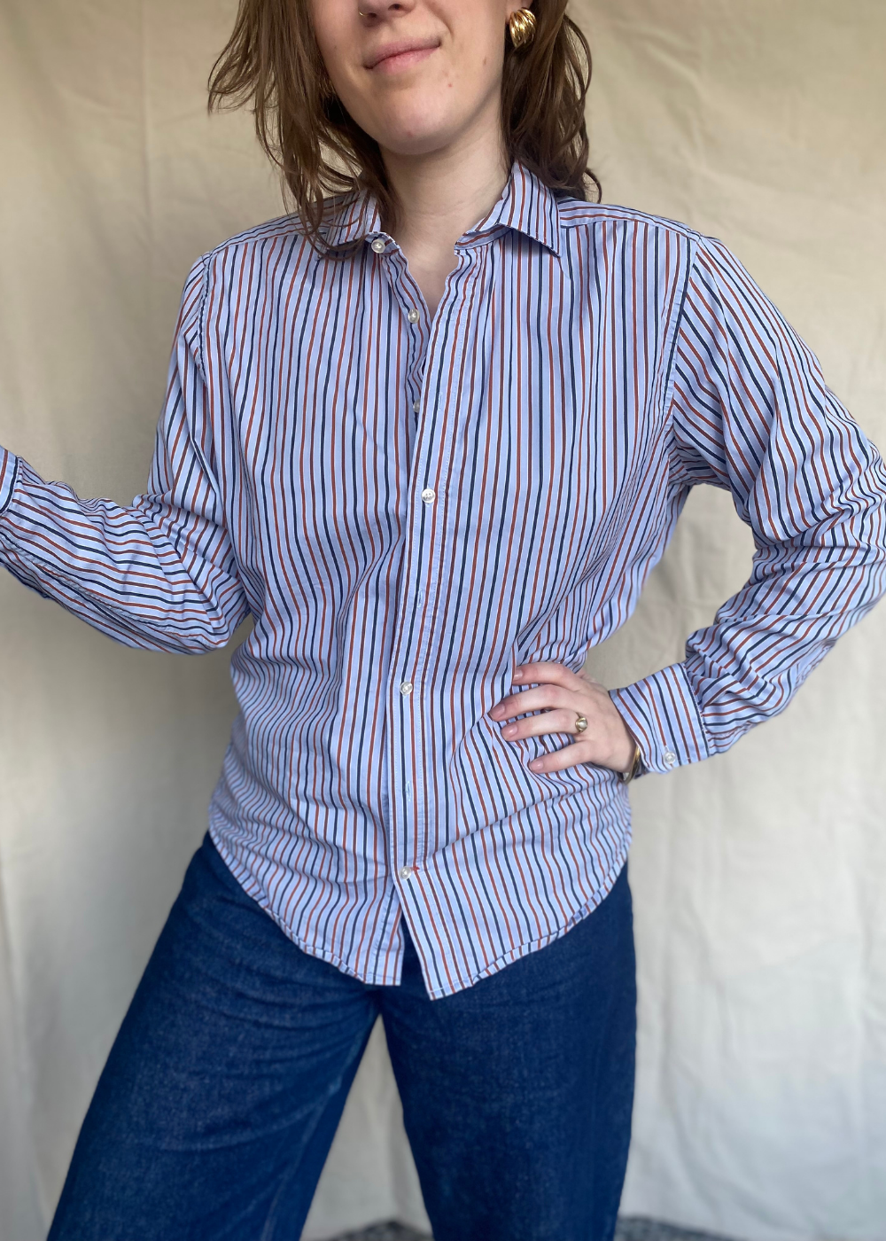 Katoenen streepjes blouse - maat S/M