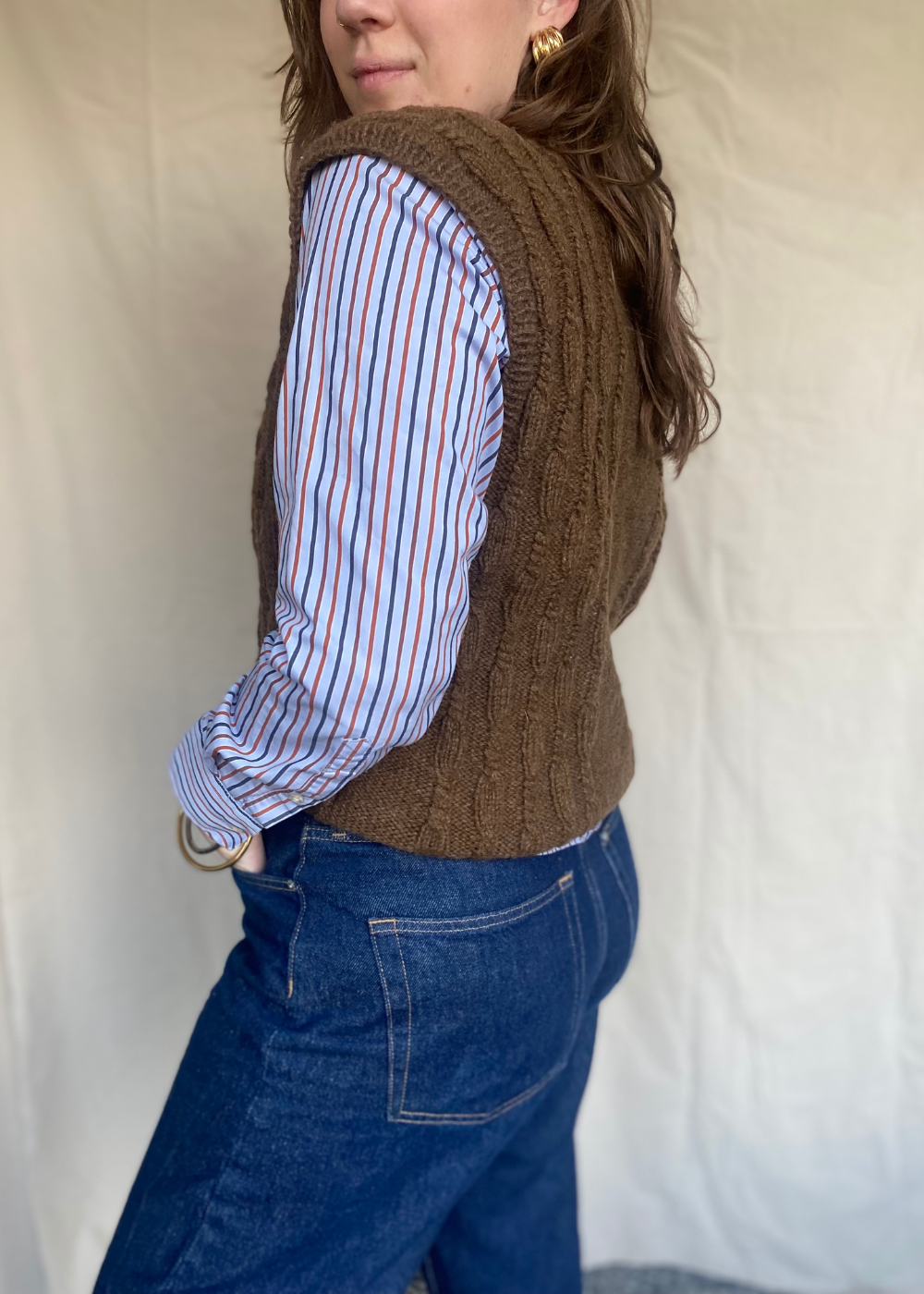 Bruin wollen gilet - maat S/M