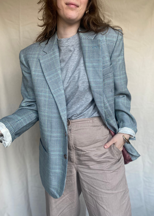 Blauw geruiten blazer - maat L/XL